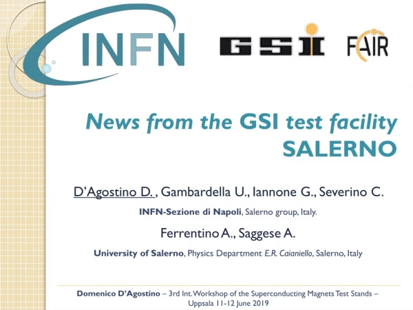 News from the GSI test facility SALERNO