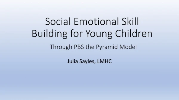 Social Emotional Skill Building for Young Children Through PBS the Pyramid Model