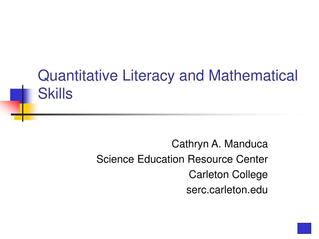 quantitative literacy and mathematical skills