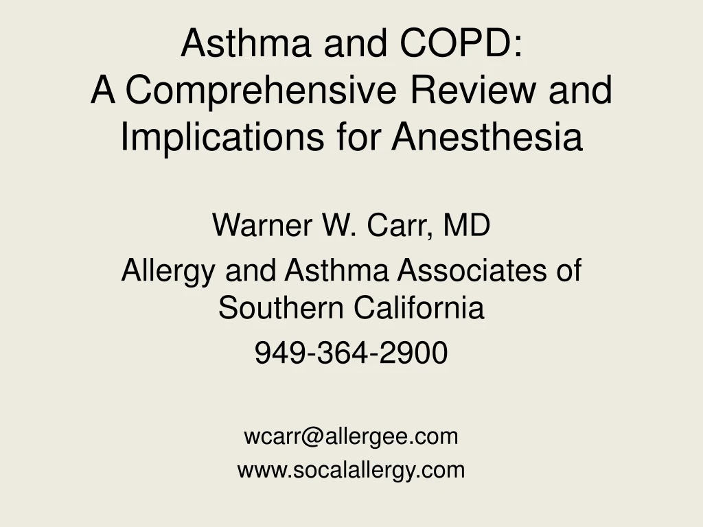 asthma and copd a comprehensive review and implications for anesthesia