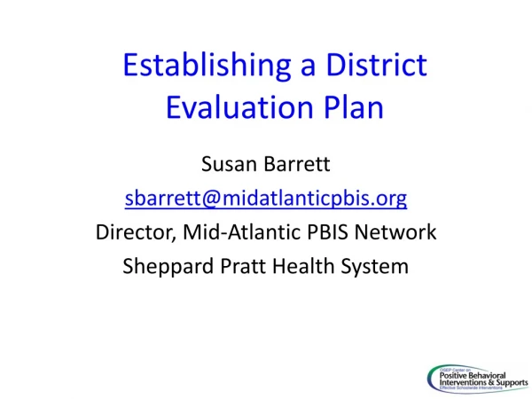 Establishing a District Evaluation Plan