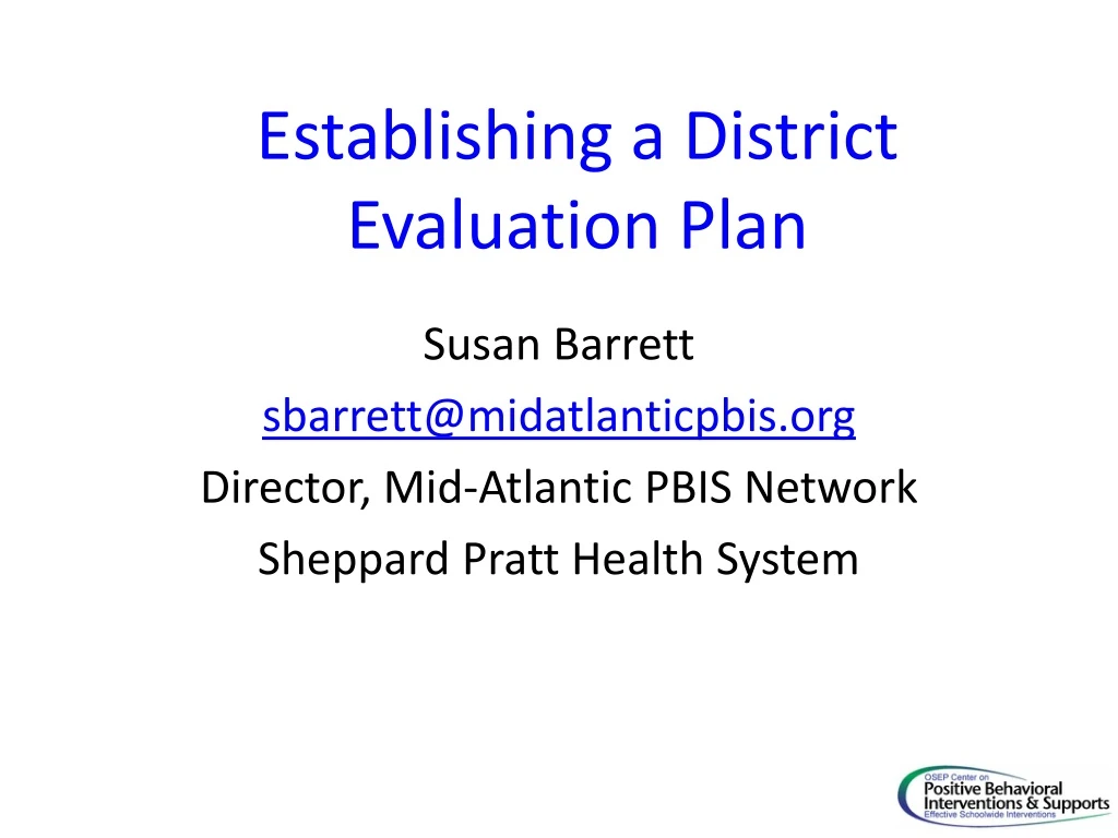 establishing a district evaluation plan