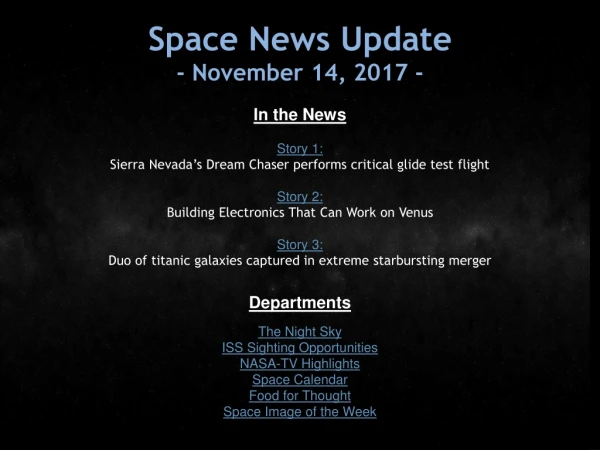 Space News Update - November 14, 2017 -
