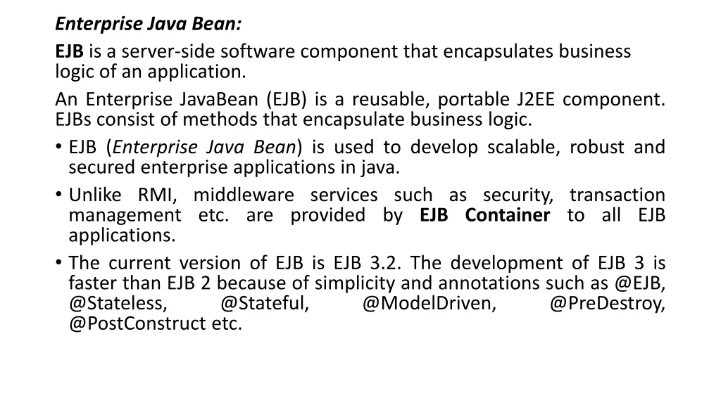 enterprise java bean ejb is a server side