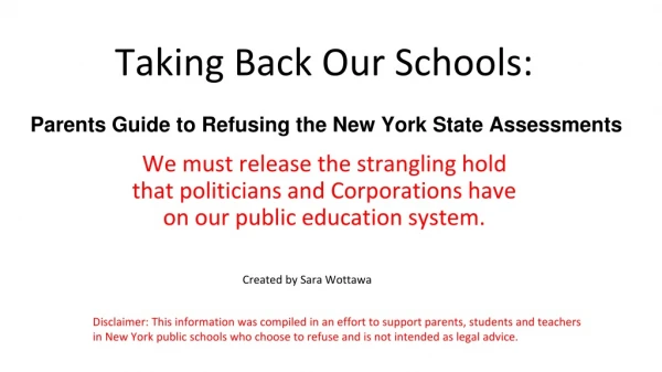 Taking Back Our Schools :