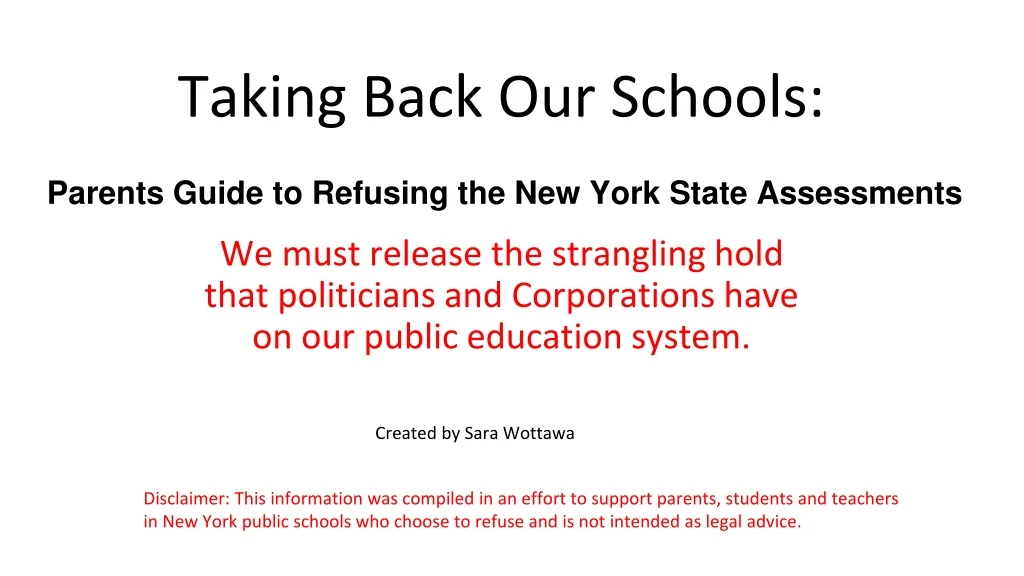 taking back our schools