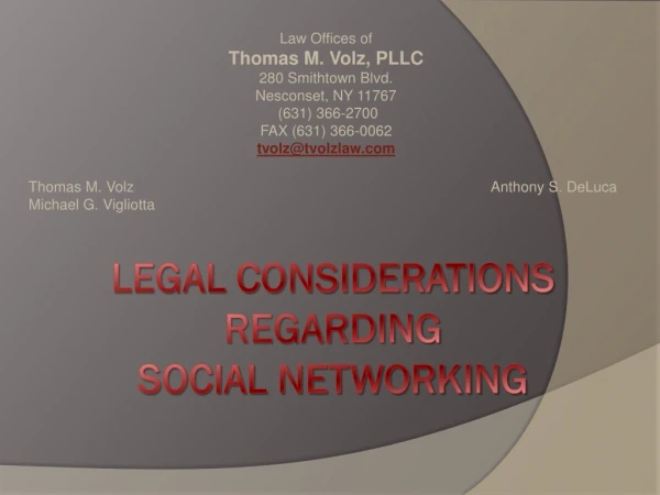 Legal Considerations Regarding Social Networking
