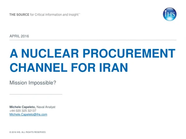 A Nuclear Procurement Channel for Iran