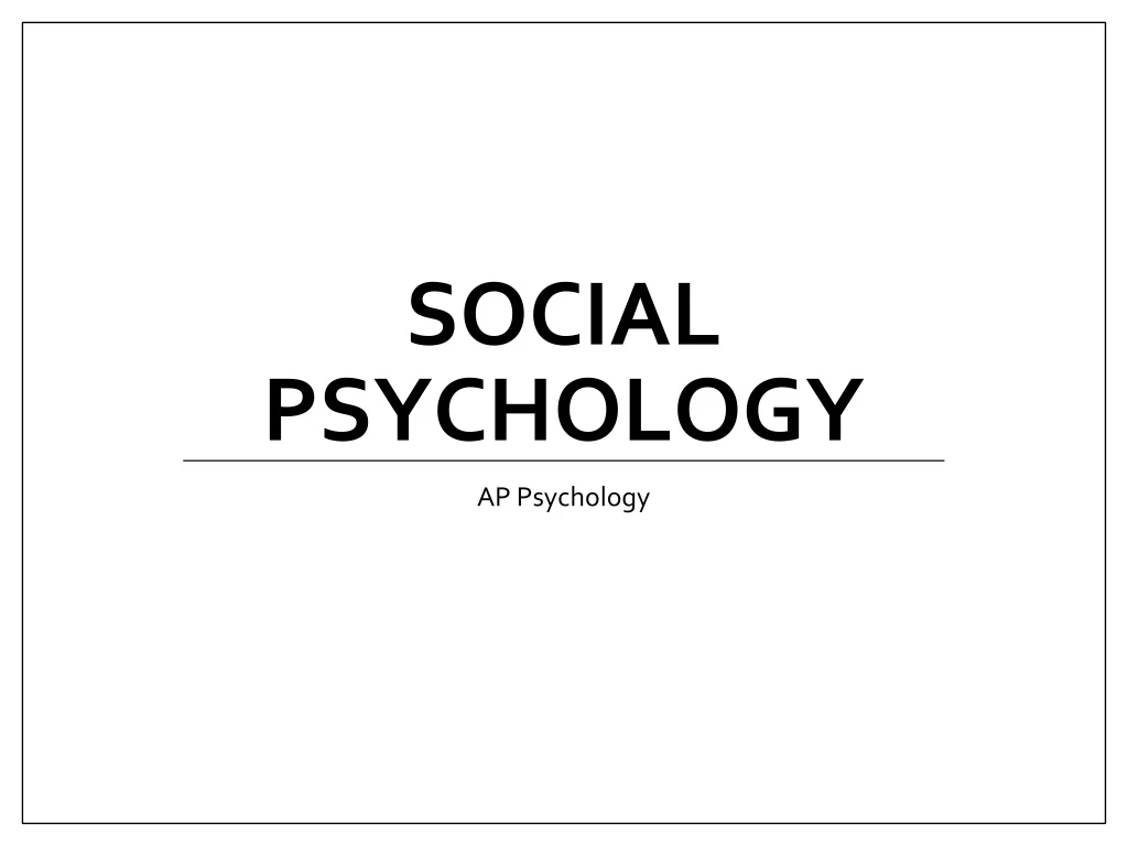 social psychology