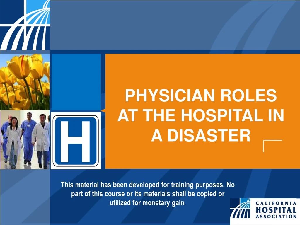 physician roles at the hospital in a disaster