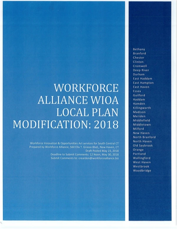 WIOA Local Plan Modification / Update Workforce Alliance (5/18)