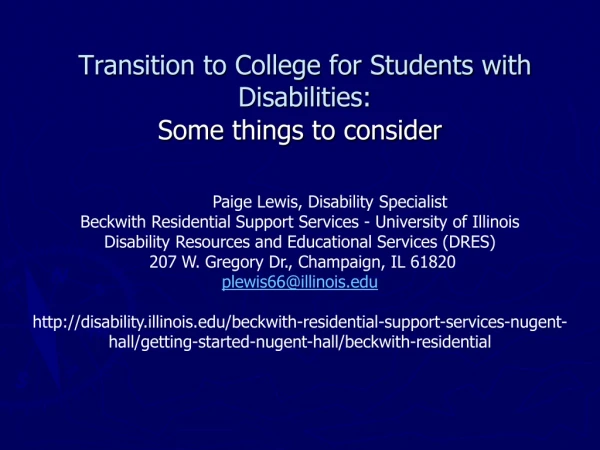 Transition to College for Students with Disabilities: