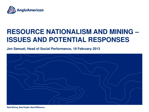 Resource nationalism and mining – issues and potential responses