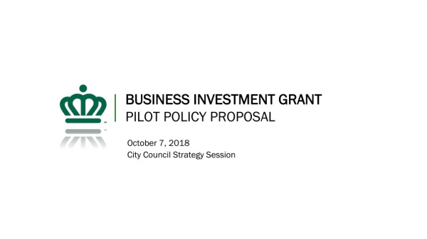 Business investment grant Pilot policy proposal