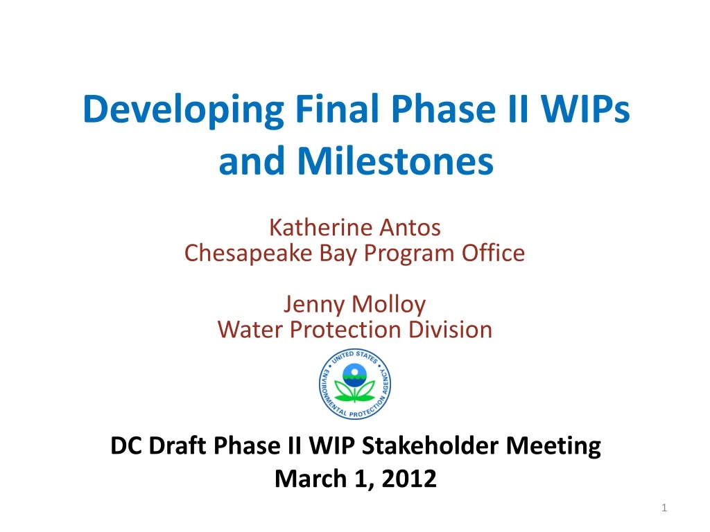 developing final phase ii wips and milestones