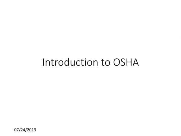 Introduction to OSHA