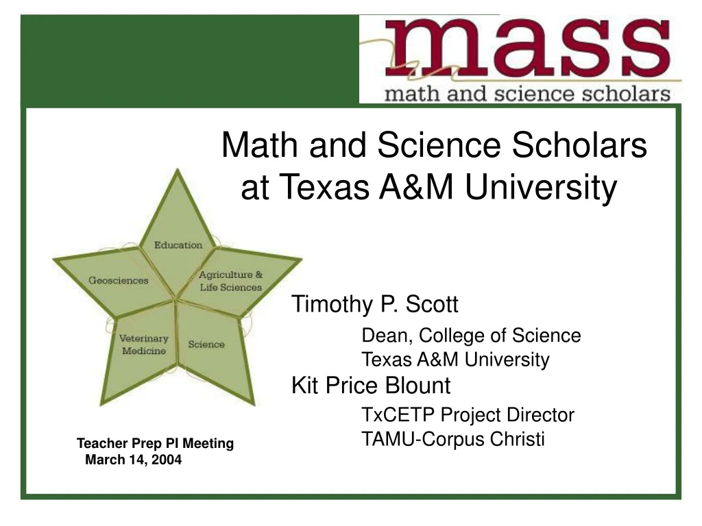 math and science scholars at texas a m university
