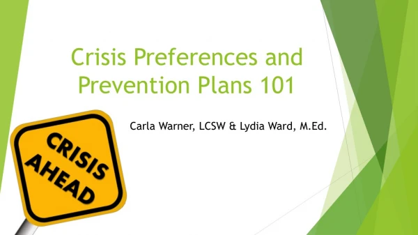 Crisis Preferences and Prevention Plans 101