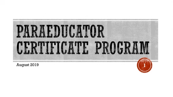 Paraeducator Certificate Program