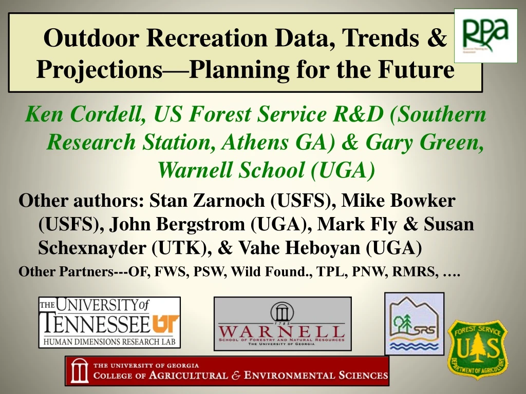 outdoor recreation data trends projections planning for the future