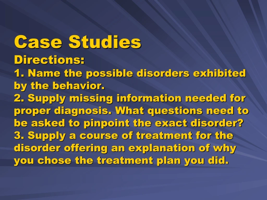 case studies directions 1 name the possible