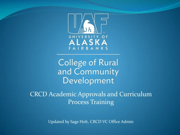 CRCD Academic Approvals and Curriculum Process Training