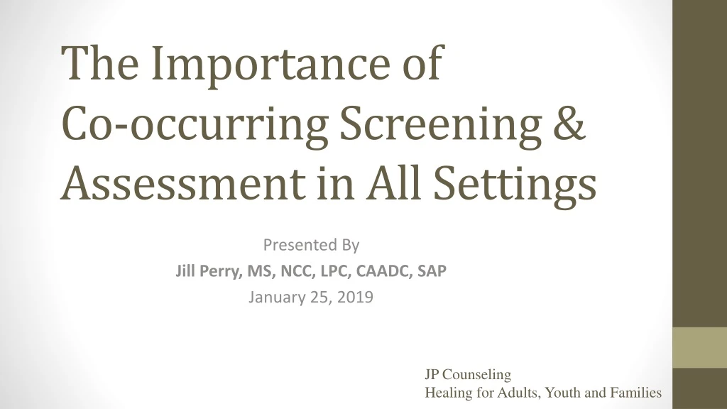 the importance of co occurring screening assessment in all settings