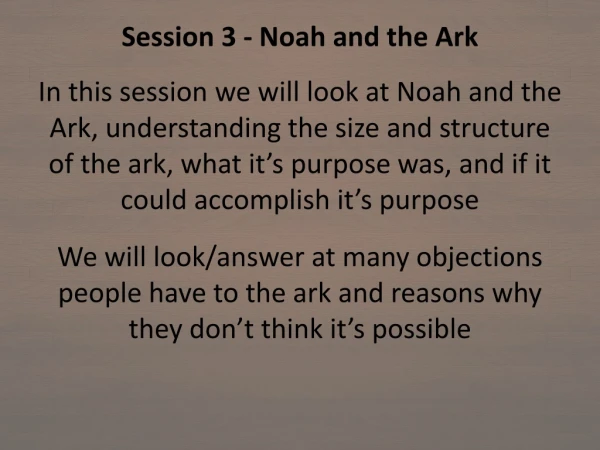 Session 3 - Noah and the Ark