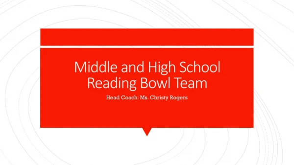 Middle and High School Reading Bowl Team