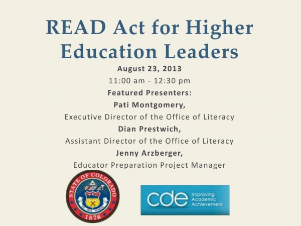 READ Act for Higher Education Leaders