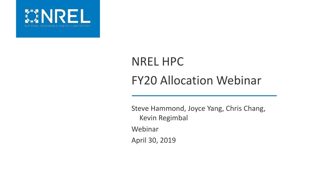 nrel hpc fy20 allocation webinar