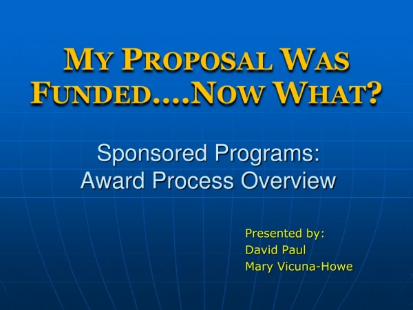 Sponsored Programs: Award Process Overview