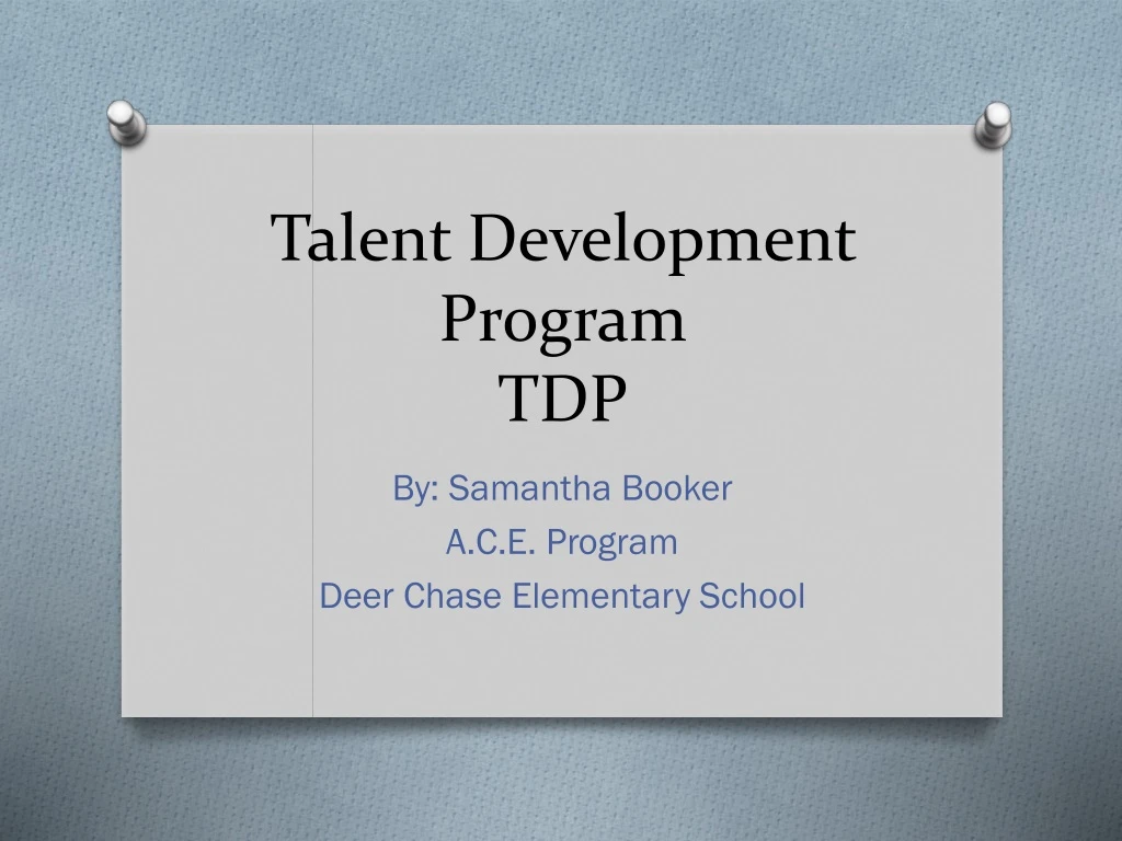 talent development program tdp