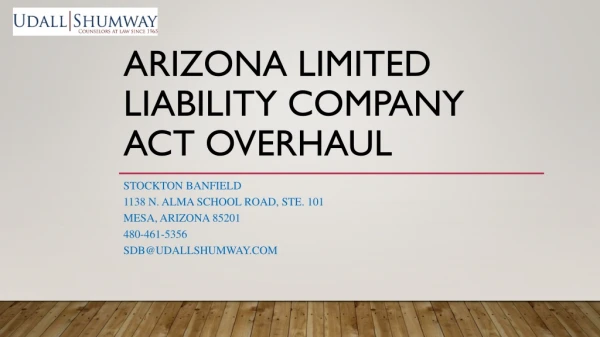 Arizona limited liability company act overhaul