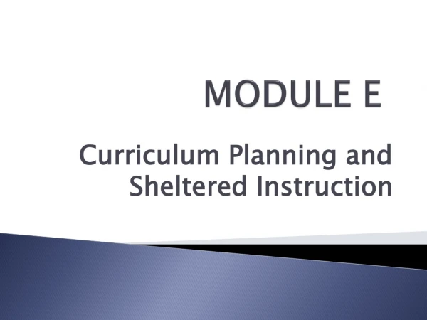 MODULE E