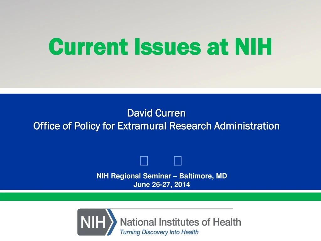 current issues at nih