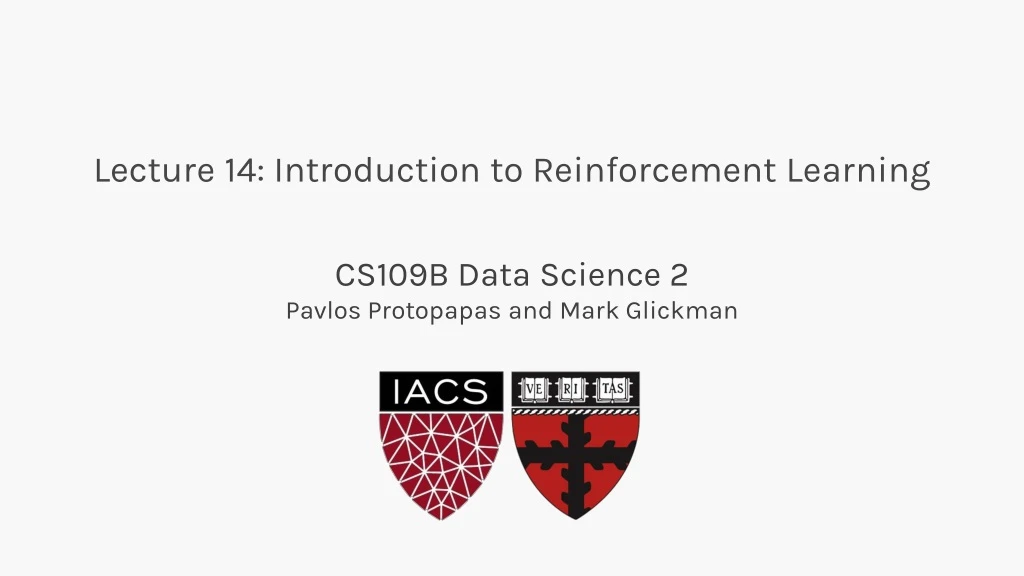 lecture 14 introduction to reinforcement learning