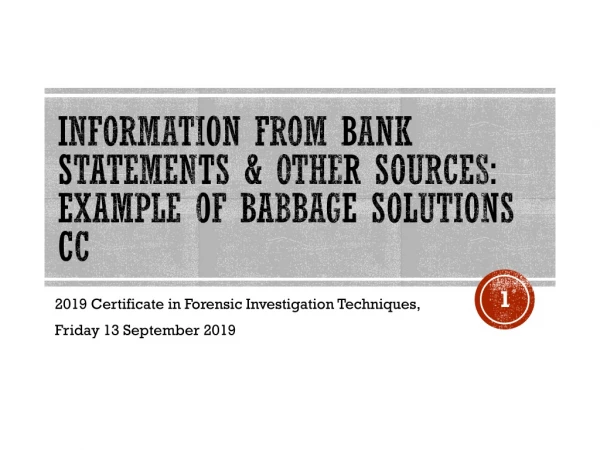 Information from bank statements &amp; other sources: example of babbage solutions cc