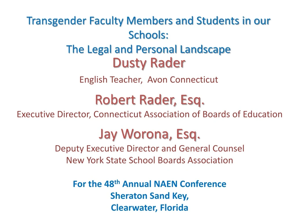 transgender faculty members and students in our schools the legal and personal landscape