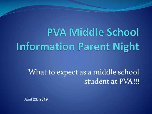 PVA Middle School Information Parent Night