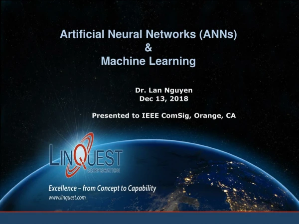 Artificial Neural Networks (ANNs) &amp; Machine Learning