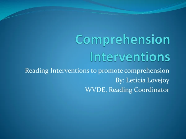 Comprehension Interventions