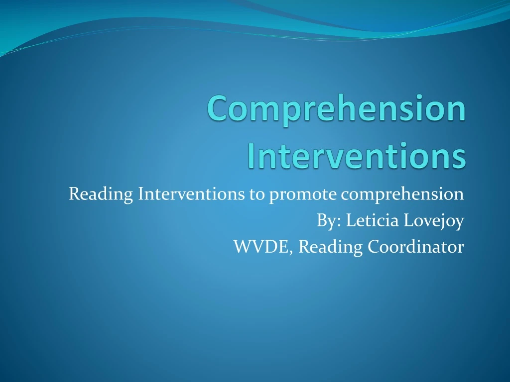 comprehension interventions