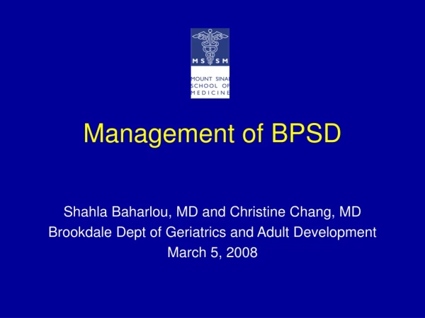 Management of BPSD