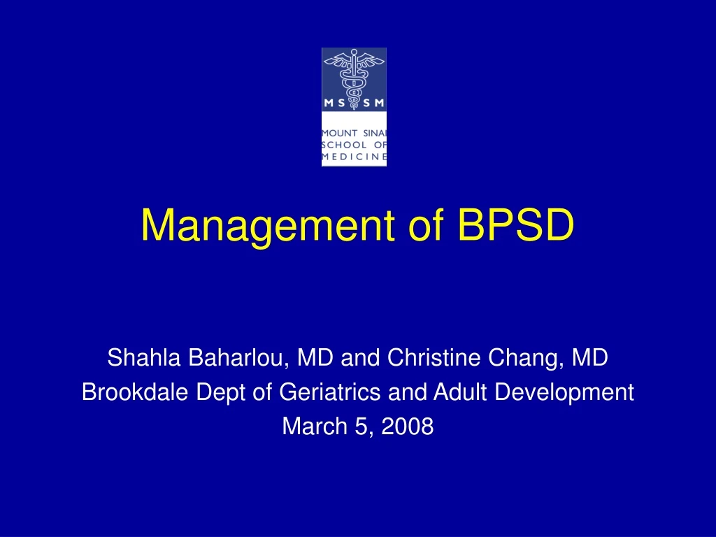 management of bpsd