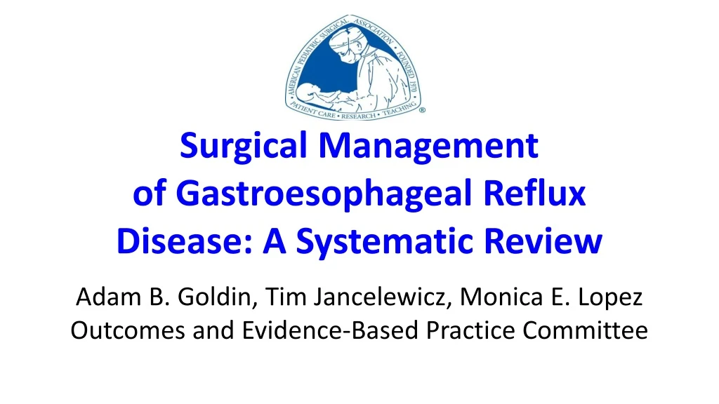 surgical management of gastroesophageal reflux disease a s ystematic review