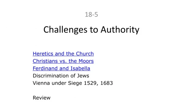 Challenges to Authority