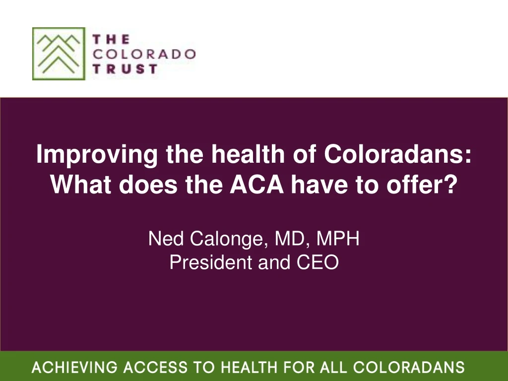 improving the health of coloradans what does