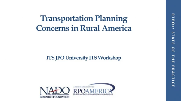 Transportation Planning Concerns in Rural America