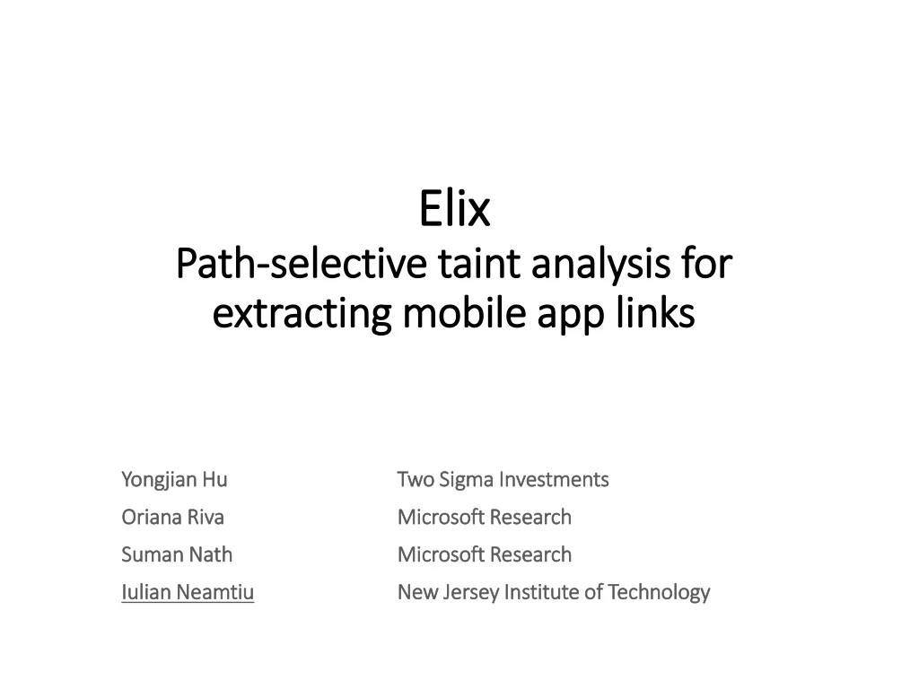 elix path selective taint analysis for extracting mobile app links